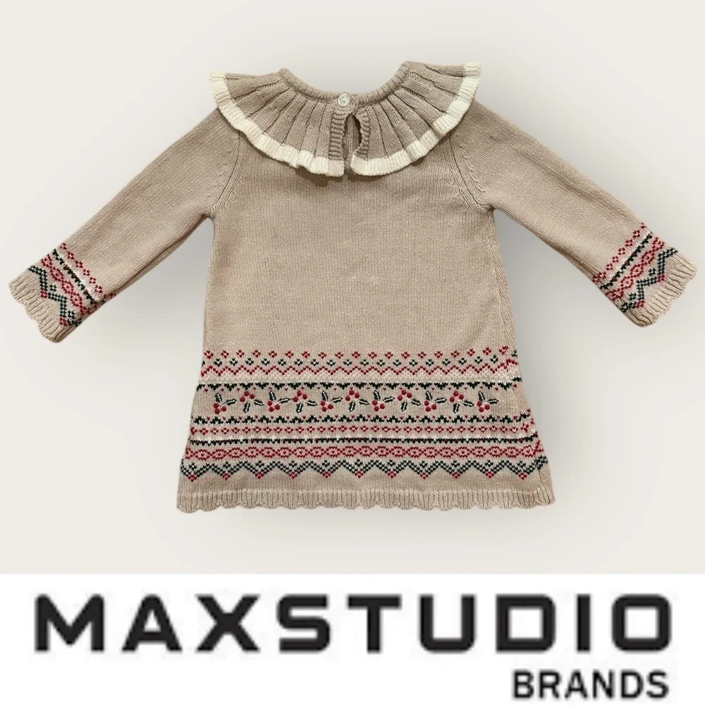 Max Studio‎ Baby Holiday Sweater Dress, Size 12M, MSRP $30 - Picture 2 of 6